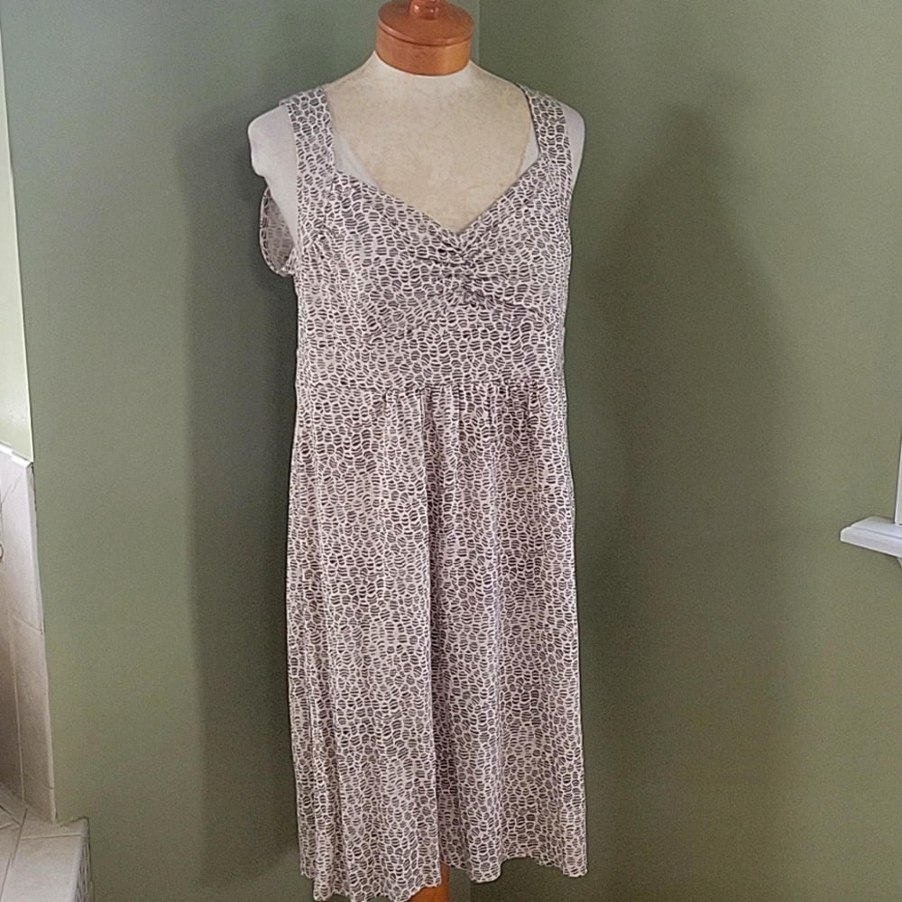 Loft cream and tan cotton knit dress